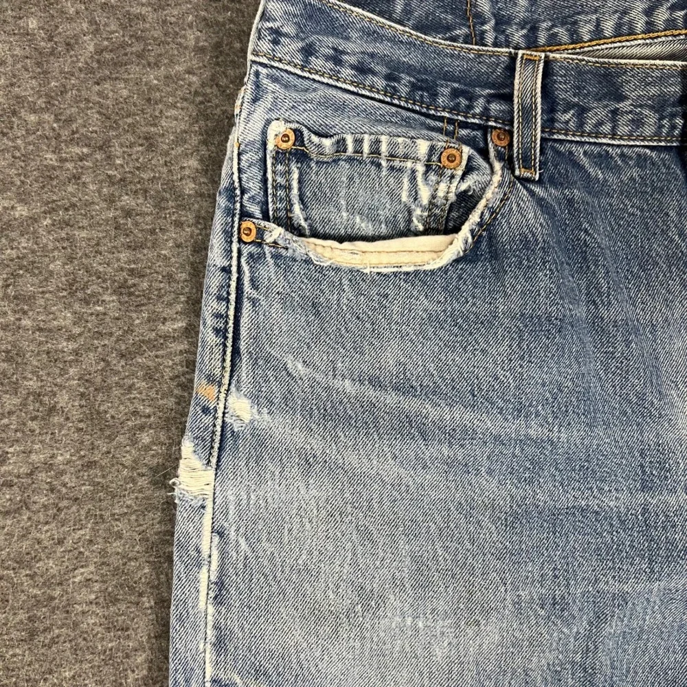 Vintage Y2K Levi's 501 Mens 36x32 (Actual 34x30) Blue Distressed Thrashed Jeans